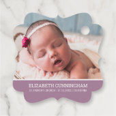 Taufe für sie | Einfaches Typografie-Foto Geschenkanhänger (Rückseite)