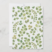 Taufe für sie| Gold Cross Green Foliage Leaf Einladung (Rückseite)