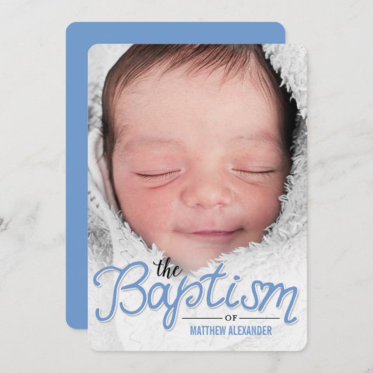 Taufe für Taufe Einladung - Blau (Vorne/Hinten)