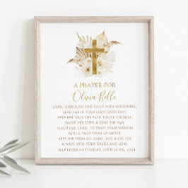 Taufe Gebet Sign Boho Neutral Floral getrocknete P Fotoplatte