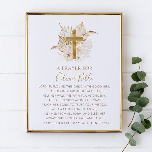 Taufe Gebet Sign Boho Neutral Floral getrocknete P Fotoplatte