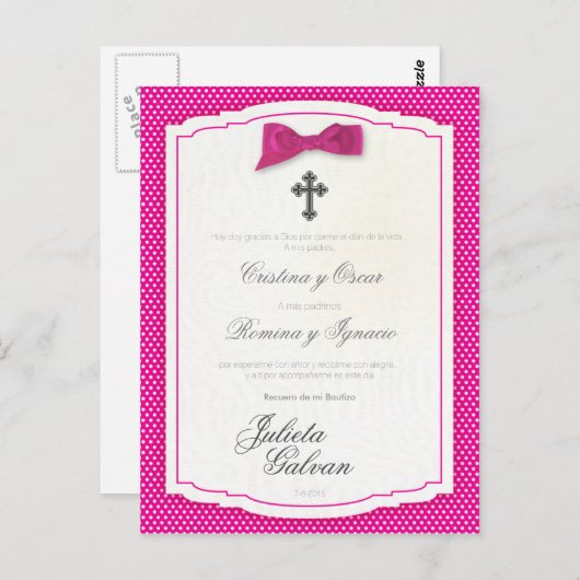 Taufe, Geburtstag, Quinceañera, Heiligtum Postkarte (Vorne/Hinten)