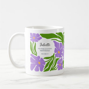 Taufe Geschenk JW Lila grüne Blumenkunst Tasse