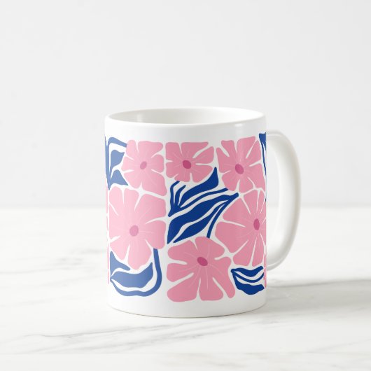 Taufe Geschenk Pink Blau Abstrakte Blütenblüte JW Kaffeetasse