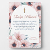 Taufe Girl Big Pink Blume rund um die Grenze Fotoplatte (Vorderseite)