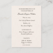 Taufe Girl Floral Pink Erinnerung Heilige Karte (Rückseite)