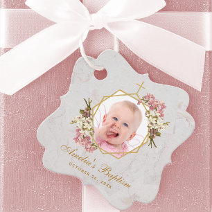 Taufe Girl Foto Rosa Orchids Blumengeometrie Geschenkanhänger
