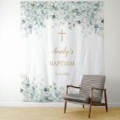 Taufe Girl Hintergrund - Grüne Eukalyptus & Gold Wandteppich (Beispiel)