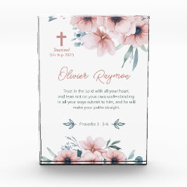 Taufe Girl Hübsch Pink Blume Fotoblock