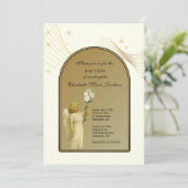 Taufe Girl or Boy Gold Angel Einladung (Stehend Vorderseite)