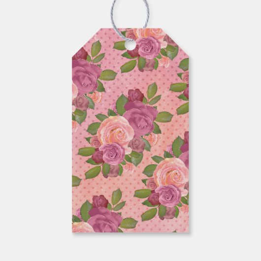 Taufe | Girl Pink Aquarell Rose Floral | Kreuz Geschenkanhänger (Rückseite)