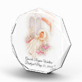 Taufe Girl Pink Blume Taubenkreuz Fotoblock (Rechts)