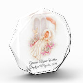 Taufe Girl Pink Blume Taubenkreuz Fotoblock (Links)