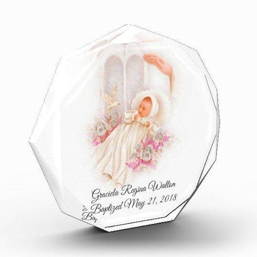 Taufe Girl Pink Blume Taubenkreuz Fotoblock (Links)