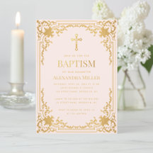 Taufe Girl Pink Imitats Gold Cross Vintag Elegante