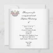 Taufe Girl Pink Weißes Foto Christening Einladung (Rückseite)