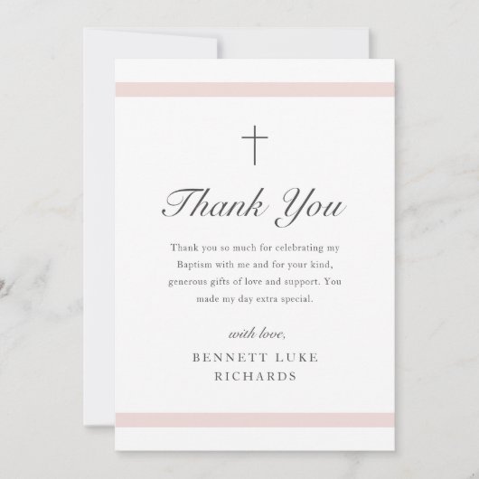 Taufe Girls Moderne Elegance Dankeskarte (Vorderseite)
