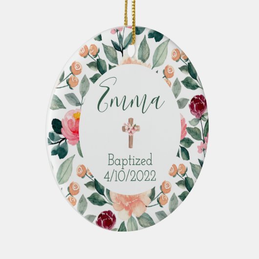 Taufe Glaube Datum Christliche Blumenverzierung Keramik Ornament (Rechts)