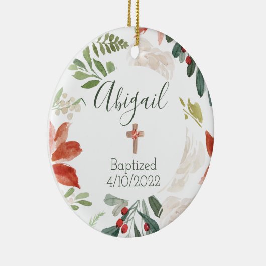 Taufe Glaube Datum Weihnachten Blumenzauberkunst  Keramik Ornament (Rechts)