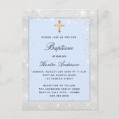 Taufe Glitzern-Schrift Einladungspostkarte (Vorderseite)