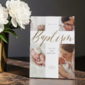 Taufe Gold-Kalligrafie-FotoCollage Keepake Fotoplatte