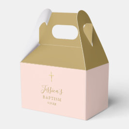 Taufe Gold Kreuz Blush Pink Geschenkschachtel