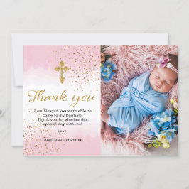 Taufe Gold und Rosa Dankeskarte