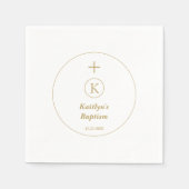 Taufe Gold White Monogram Initials Elegant Cool Serviette (Vorderseite)