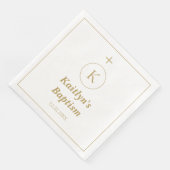 Taufe Gold White Monogram Initials Elegant Cool Serviette (Ecke)