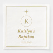 Taufe Gold White Monogram Initials Elegant Cool Serviette (Vorderseite)