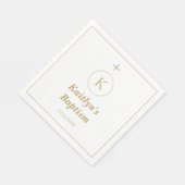 Taufe Gold White Monogram Initials Elegant Niedlic Serviette (Ecke)