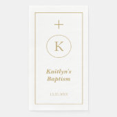 Taufe Gold White Monogram Initials Elegant Niedlic Serviette (Vorderseite)