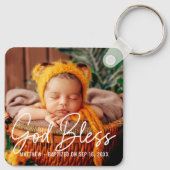 Taufe Gott segne Einfache Elegante Modernes Baby F Schlüsselanhänger (Rückseite)