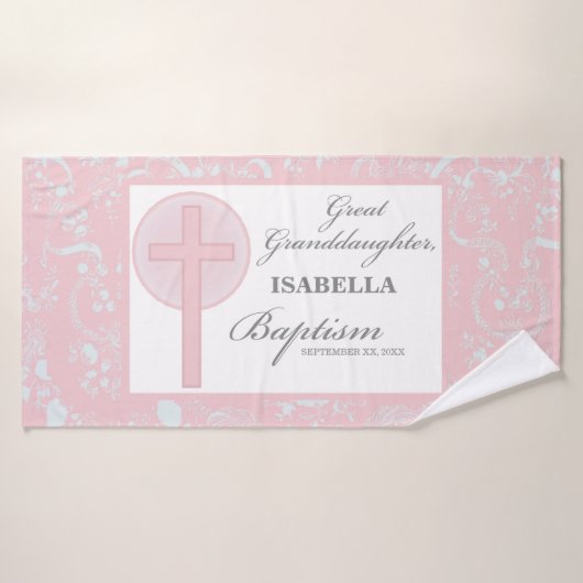 Taufe Große Enkeltochter Pink Lace Personalisiert Badehandtuch (Badehandtuch)