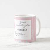 Taufe Große Enkeltochter Pink Lace Personalisiert Kaffeetasse (VorderseiteRechts)