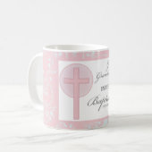 Taufe Große Enkeltochter Pink Lace Personalisiert Kaffeetasse (Vorderseite Links)
