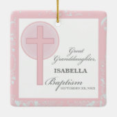 Taufe Große Enkeltochter Pink Lace Personalisiert Keramikornament (Rückseite)