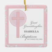 Taufe Große Enkeltochter Pink Lace Personalisiert Keramikornament (Vorderseite)
