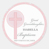 Taufe Große Enkeltochter Pink Lace Personalisiert Runder Aufkleber (Vorderseite)