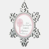 Taufe Große Enkeltochter Pink Lace Personalisiert Schneeflocken Zinn-Ornament (Rechts)