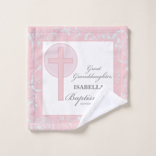 Taufe Große Enkeltochter Pink Lace Personalisiert Waschlappen (Waschlappen)