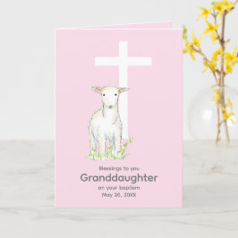 Taufe Großtochter Lamb kreuzen religiös rosa Karte