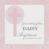 Taufe Großtochter Pink Lace Personalisiert Aufkleber (Vorderseite)