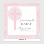 Taufe Großtochter Pink Lace Personalisiert Aufkleber (Blatt)