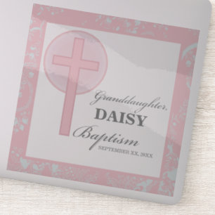 Taufe Großtochter Pink Lace Personalisiert Aufkleber