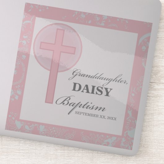 Taufe Großtochter Pink Lace Personalisiert Aufkleber (Detail)