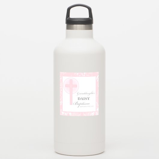 Taufe Großtochter Pink Lace Personalisiert Aufkleber (Wassserflasche)