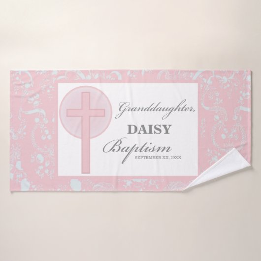 Taufe Großtochter Pink Lace Personalisiert Badehandtuch (Badehandtuch)