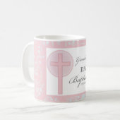 Taufe Großtochter Pink Lace Personalisiert Kaffeetasse (Vorderseite Links)