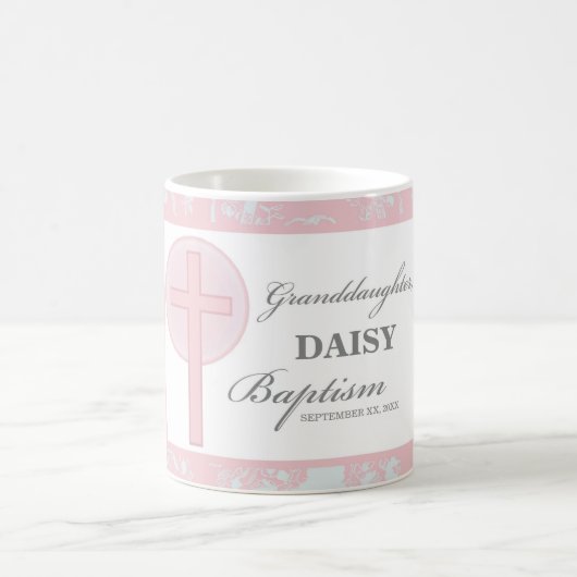 Taufe Großtochter Pink Lace Personalisiert Kaffeetasse (Mittel)